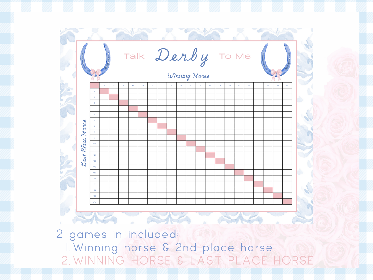 Instant Download – Derby Squares Game | Talk Derby to Me Collection | 20x16 & Letter Size | Kentucky Derby Party Game